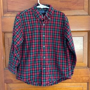 Boys Christmas plaid dress shirt